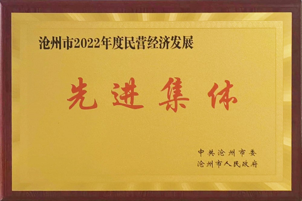 滄州市2022年度民營經(jīng)濟(jì)發(fā)展先進(jìn)集體